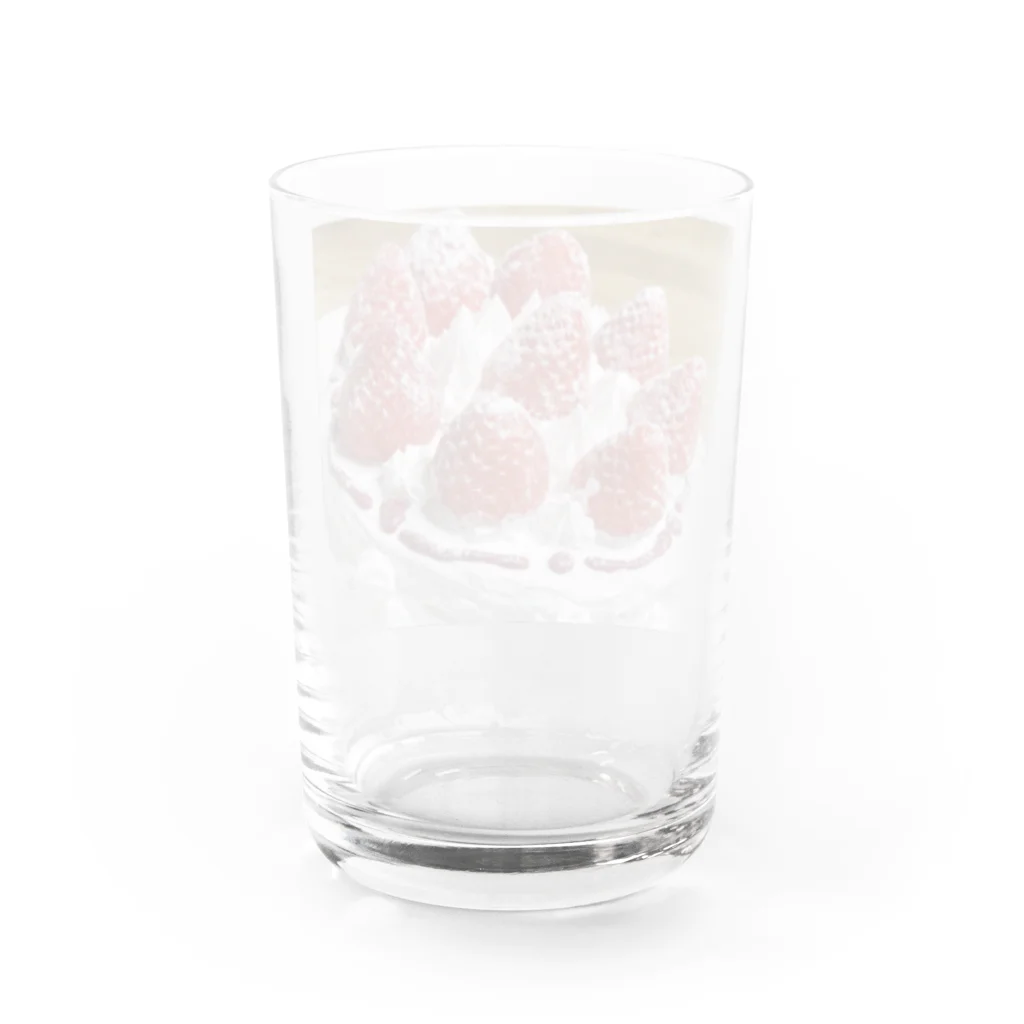 募金だと思って買ってねＳＨＯＰのつくったけーきだよ Water Glass :back