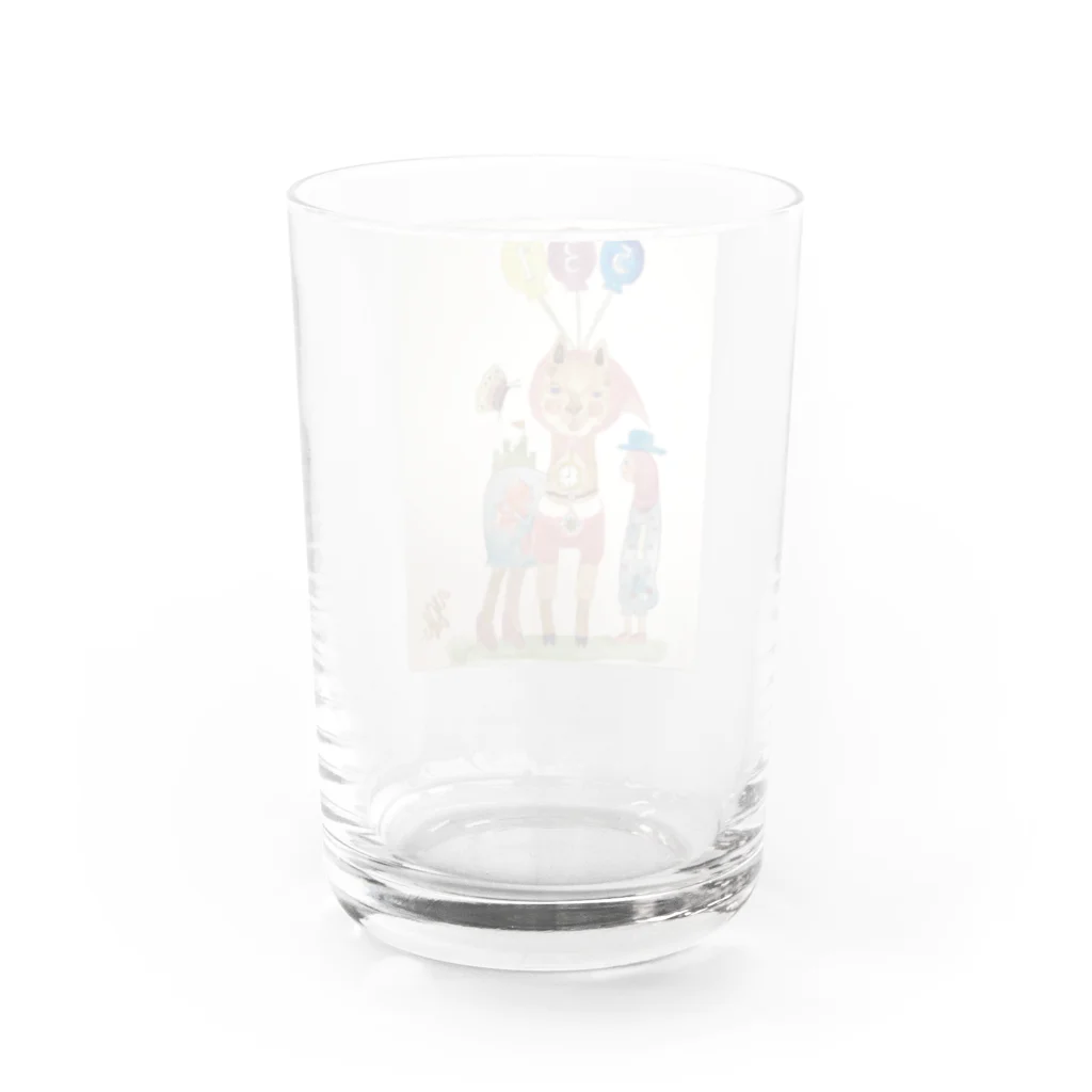 河内葉子の動物アートのグッズのアルパカの友だちグッズ Water Glass :back