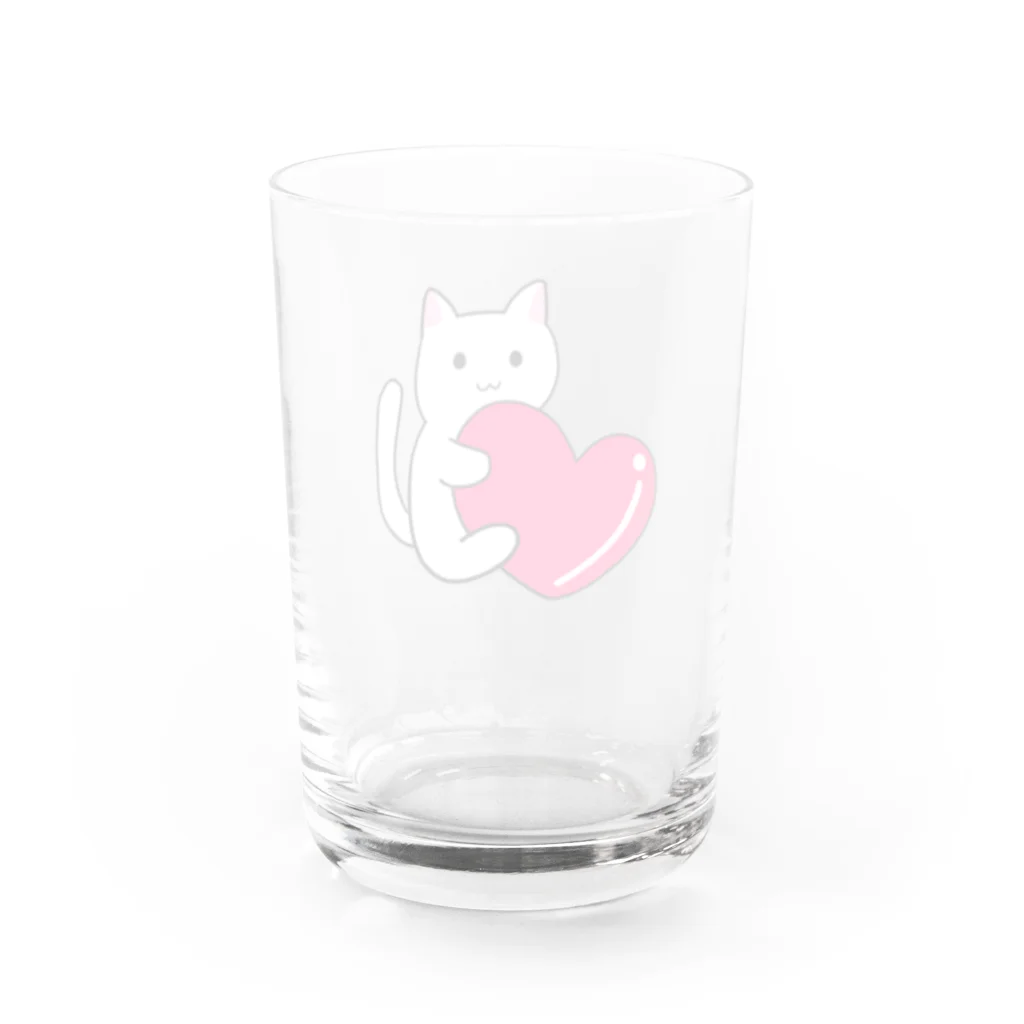 桃星雲 〜小桜みみなのお店〜のハートにつかまる猫 Water Glass :back