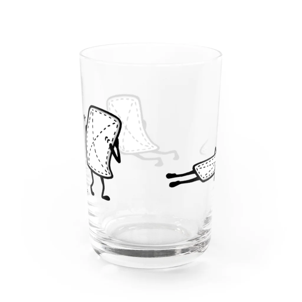 Saboten.bobo SHOPの雑巾のきんさん、寝起きからの思い出し笑い Water Glass :back