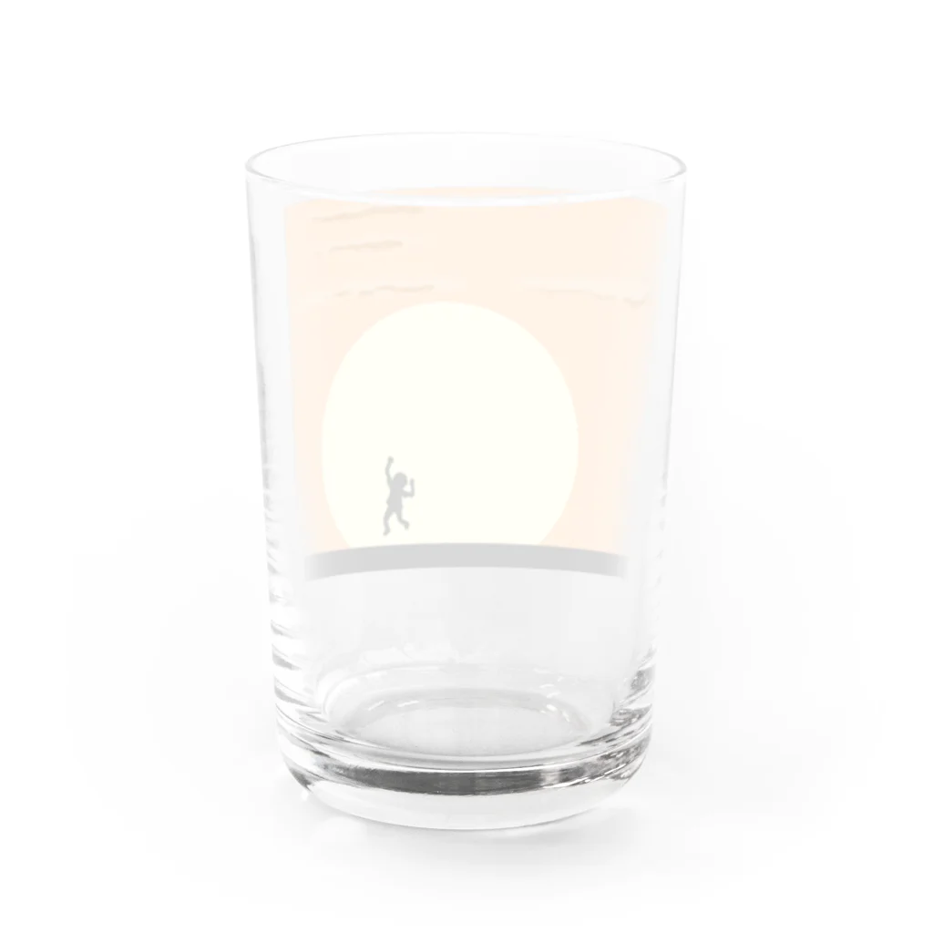 WakuWakuファクトリーの夕日に向かってエイッ！ Water Glass :back