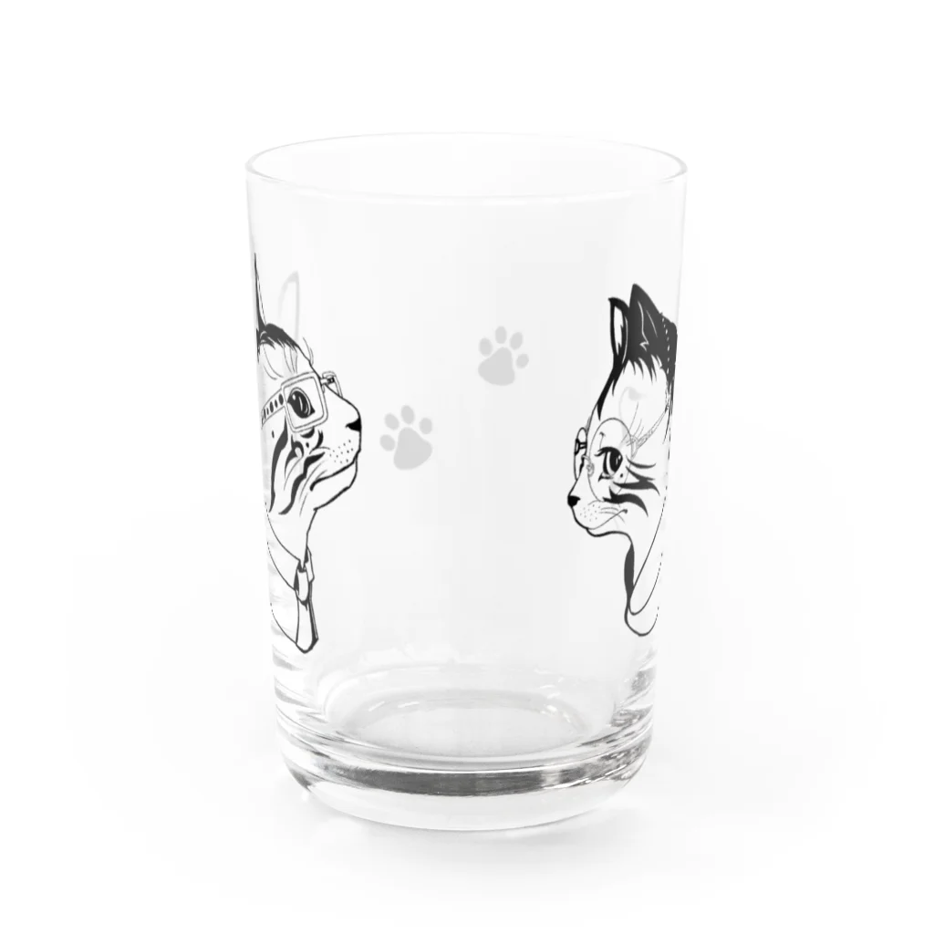 Tぬの店のおしゃネコたちのグラス Water Glass :back