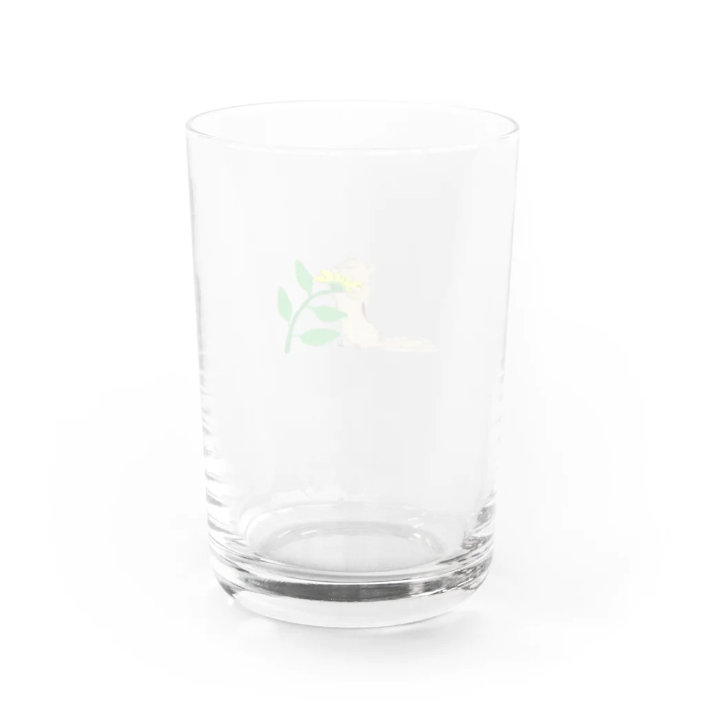 ももろ のひまわりとリス Water Glass :back