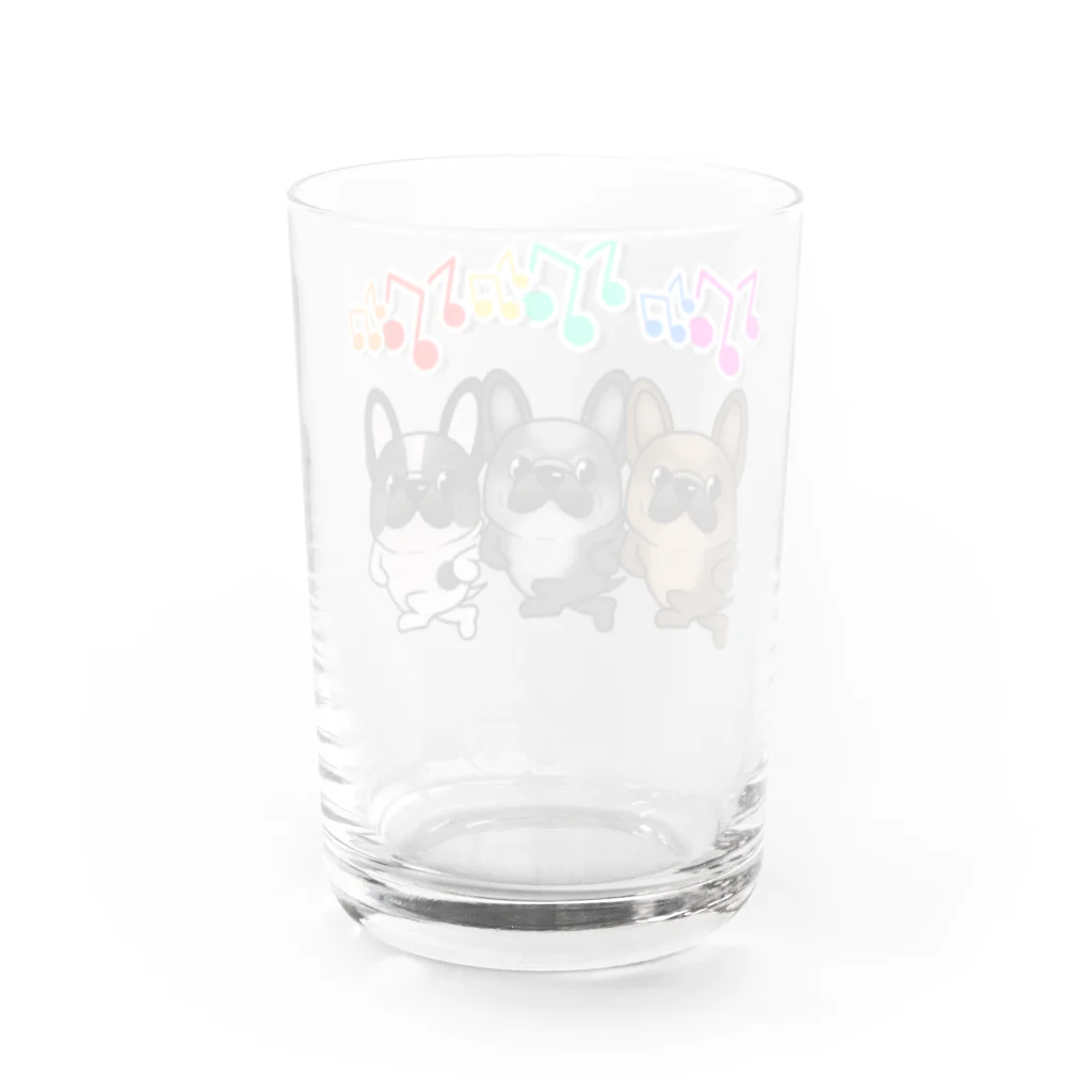 揺れるブヒ犬 Wiggly Pooch の踊るフレブル隊 Water Glass :back