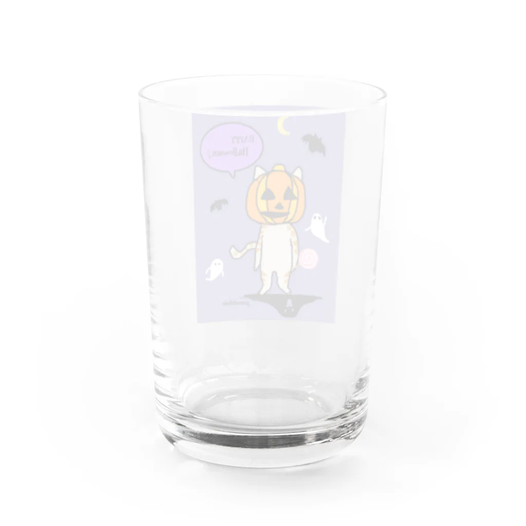 Yamadatinkuの猫　茶トラ　ハロウィーン Water Glass :back