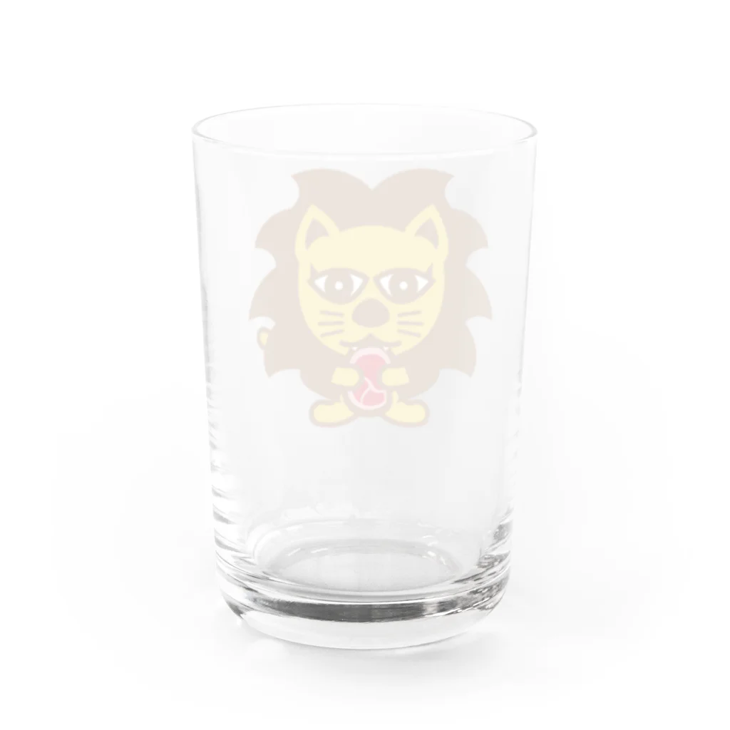 ブルックリンミートファクトリーのお肉持ってる「ライオンのガブリエル」 Water Glass :back