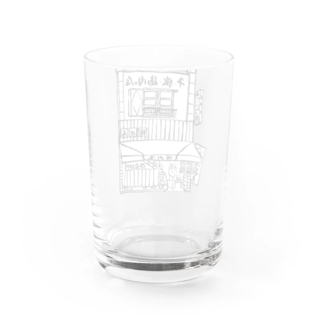 気ままに創作　よろず堂の精肉店モノクロ Water Glass :back