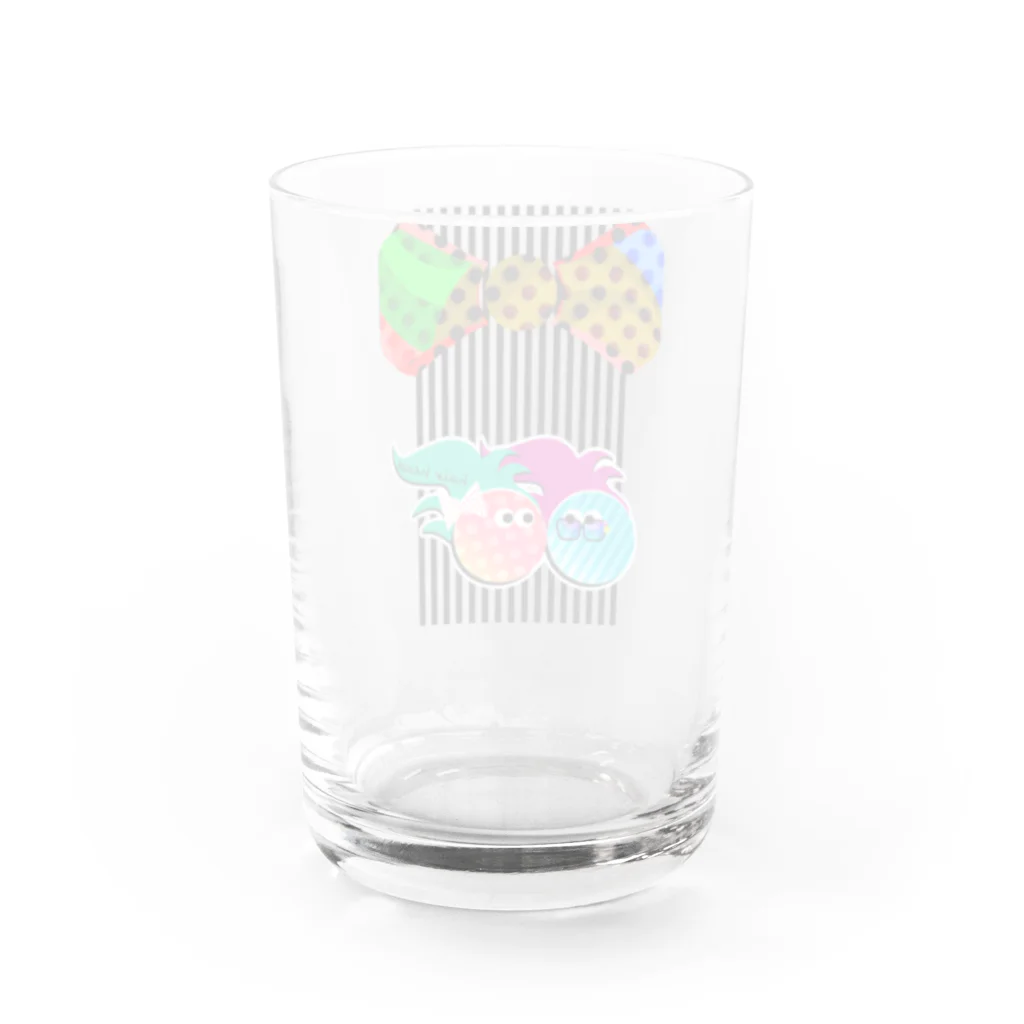 psychfancyのヘアーヘッド君BIGリボン Water Glass :back