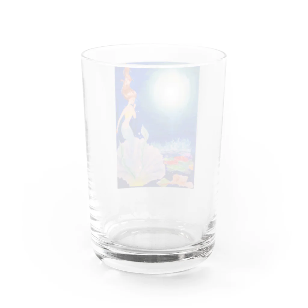 Unsight Blueのa mermaid under the moon light Water Glass :back