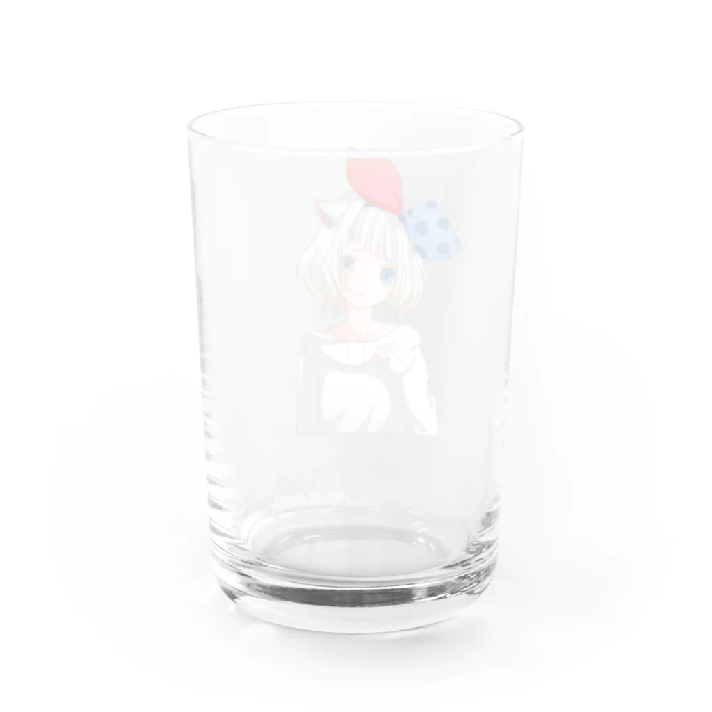 麦猫工房のしろ麦ネコさん Water Glass :back