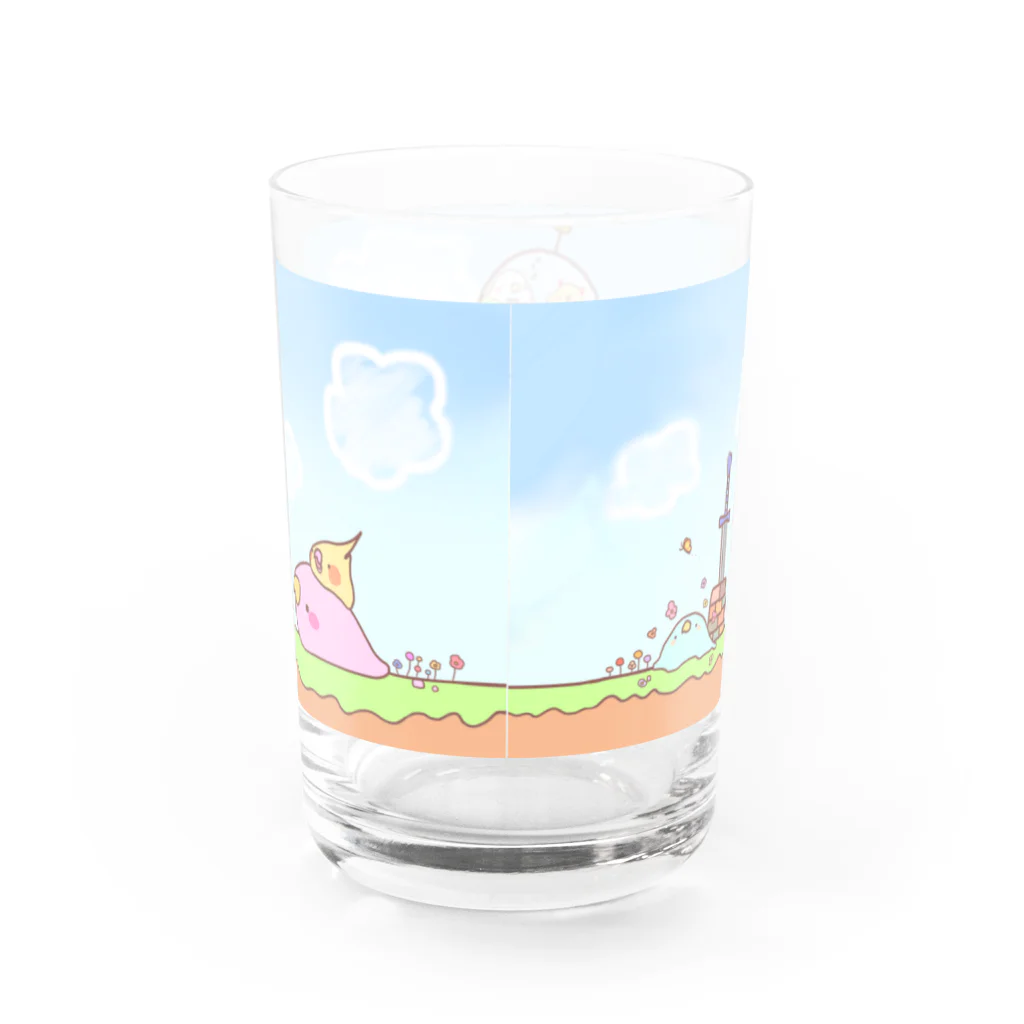 ぴよ助のお店の鳥スライム 大冒険 Water Glass :back