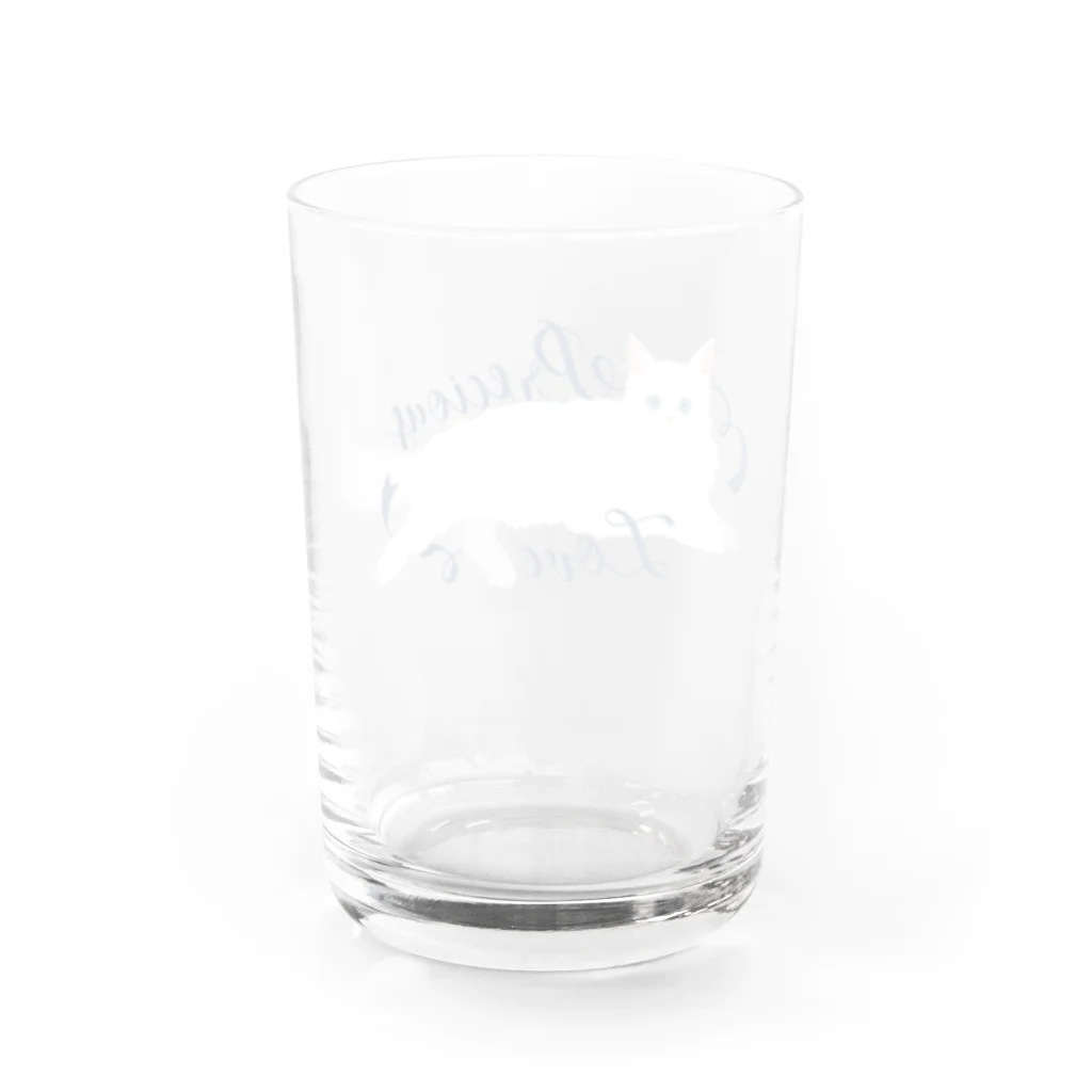 ミウラとみやこ🐱FIP闘病中の寵愛のお姫さま/ブルー Water Glass :back