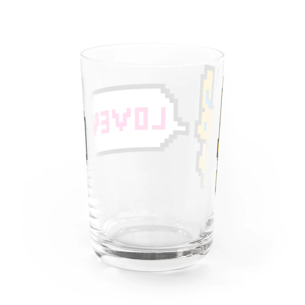 manaのドット絵風うさぎ「LOVE」 Water Glass :back