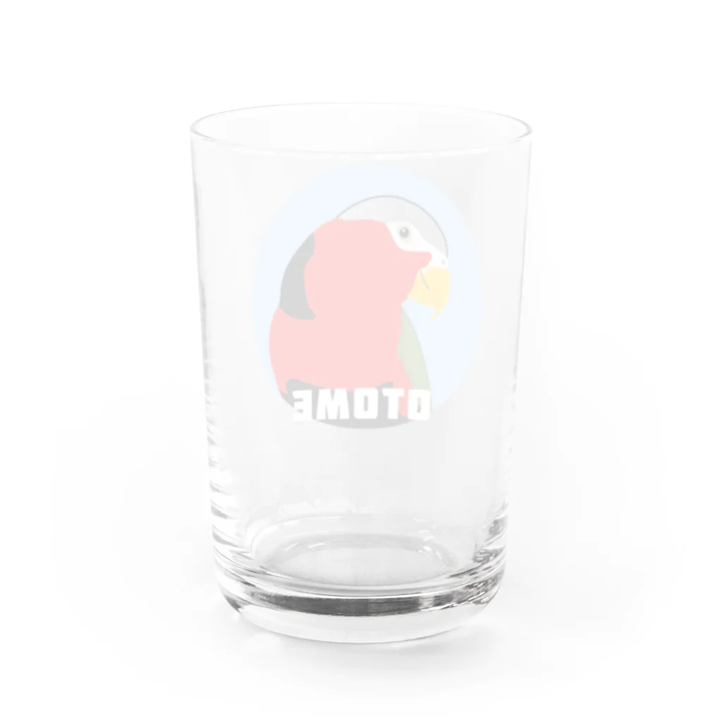 アルバトロスデザインのオトメズグロインコのヅラが出る出るグラス（ブルー） Water Glass :back