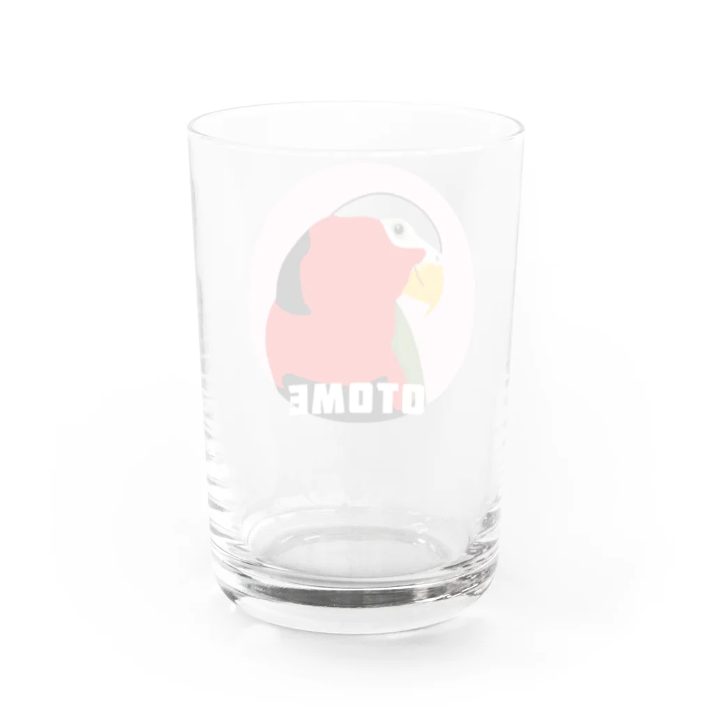 アルバトロスデザインのオトメズグロインコのヅラが出る出るグラス（ピンク） Water Glass :back