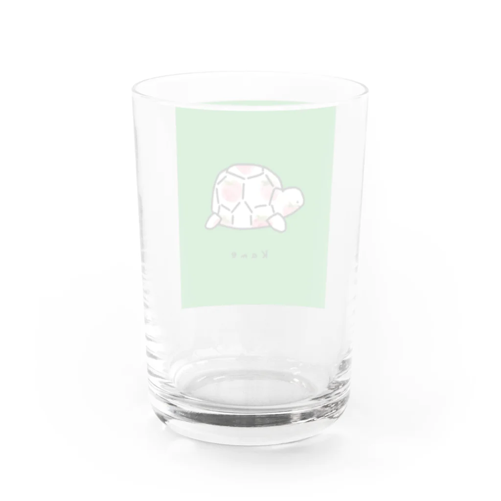 小鳥と映画館のカメイチゴ柄 Water Glass :back