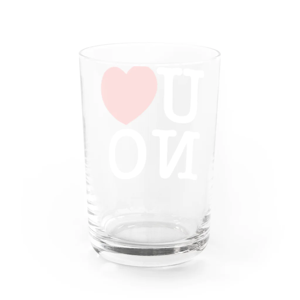 うの UNOのI LOVE UNO（白文字） Water Glass :back