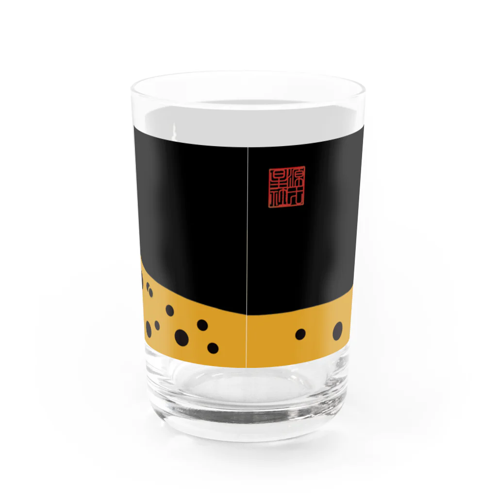 Rigelの富士御神火文黒黄羅紗陣羽織柄 Water Glass :back