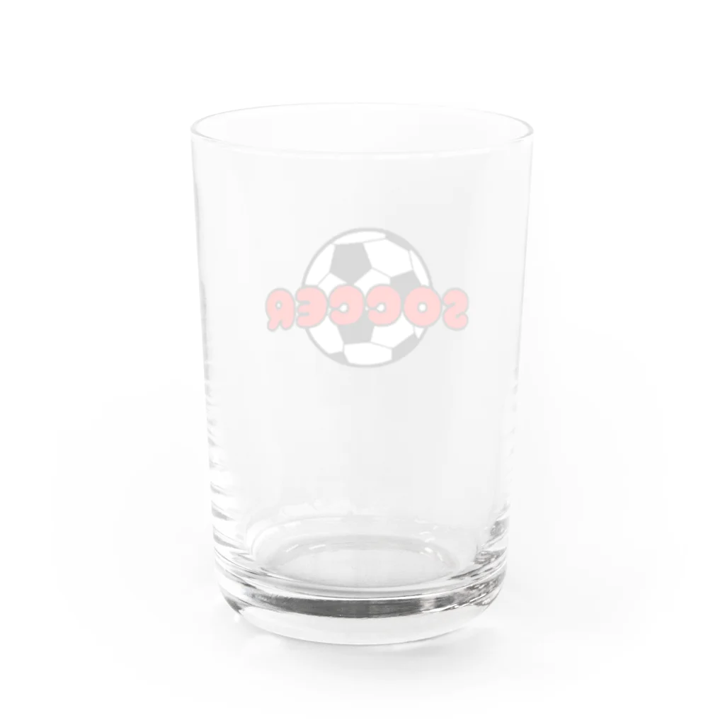 happy_25chanのサッカーボール柄（レッド） Water Glass :back