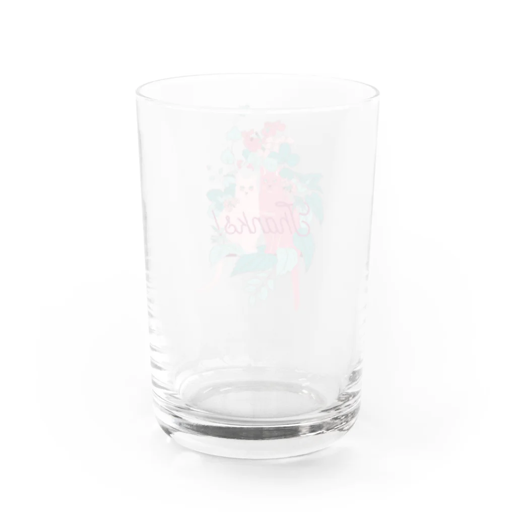 花と猫　オリジナルショップのpink cat Water Glass :back