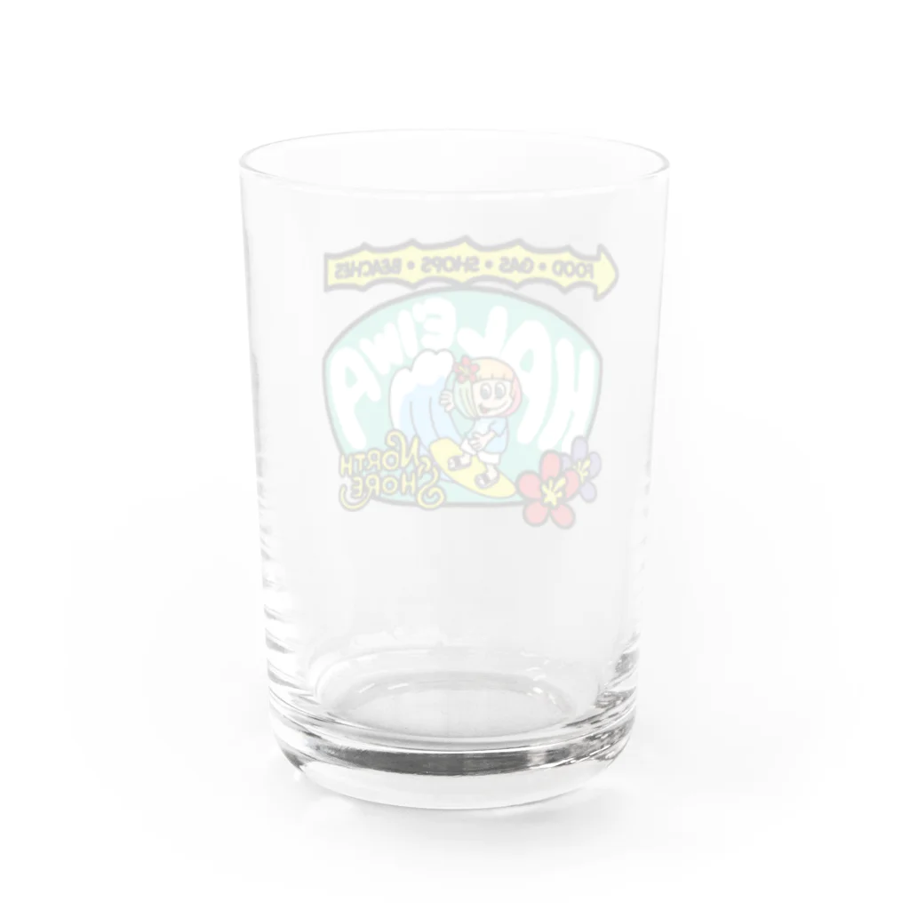 ハワイが大好きな女の子『HENOHENO MAPPY』のハレイワ看板(ハワイを愛するあなたへ) Water Glass :back