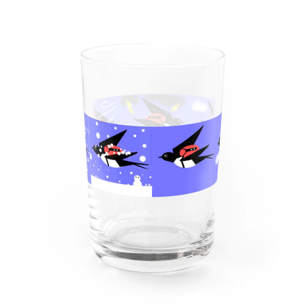 ツチノコ＠リムマンショップのつばめは旅をする Water Glass :back