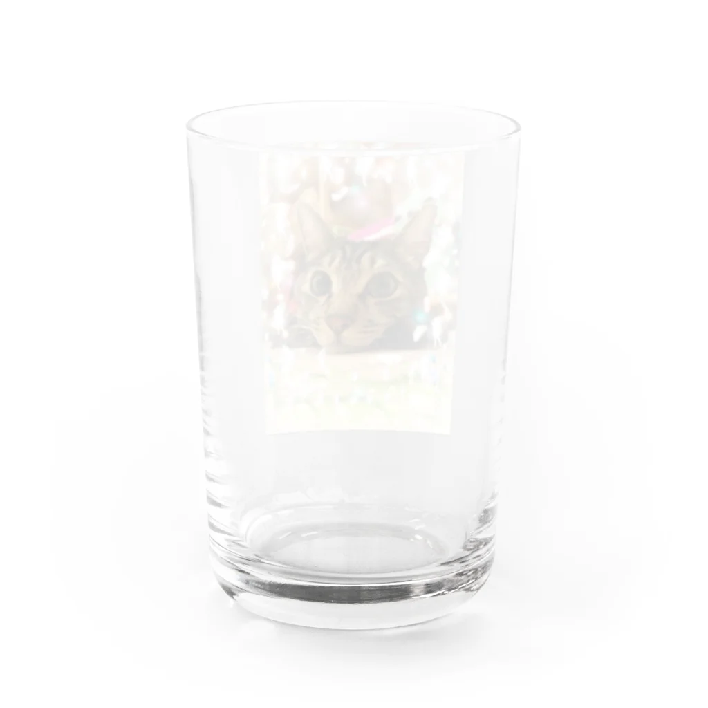 猫しゃちょうのキジトラのトラオくんinゆぽんた家 Water Glass :back