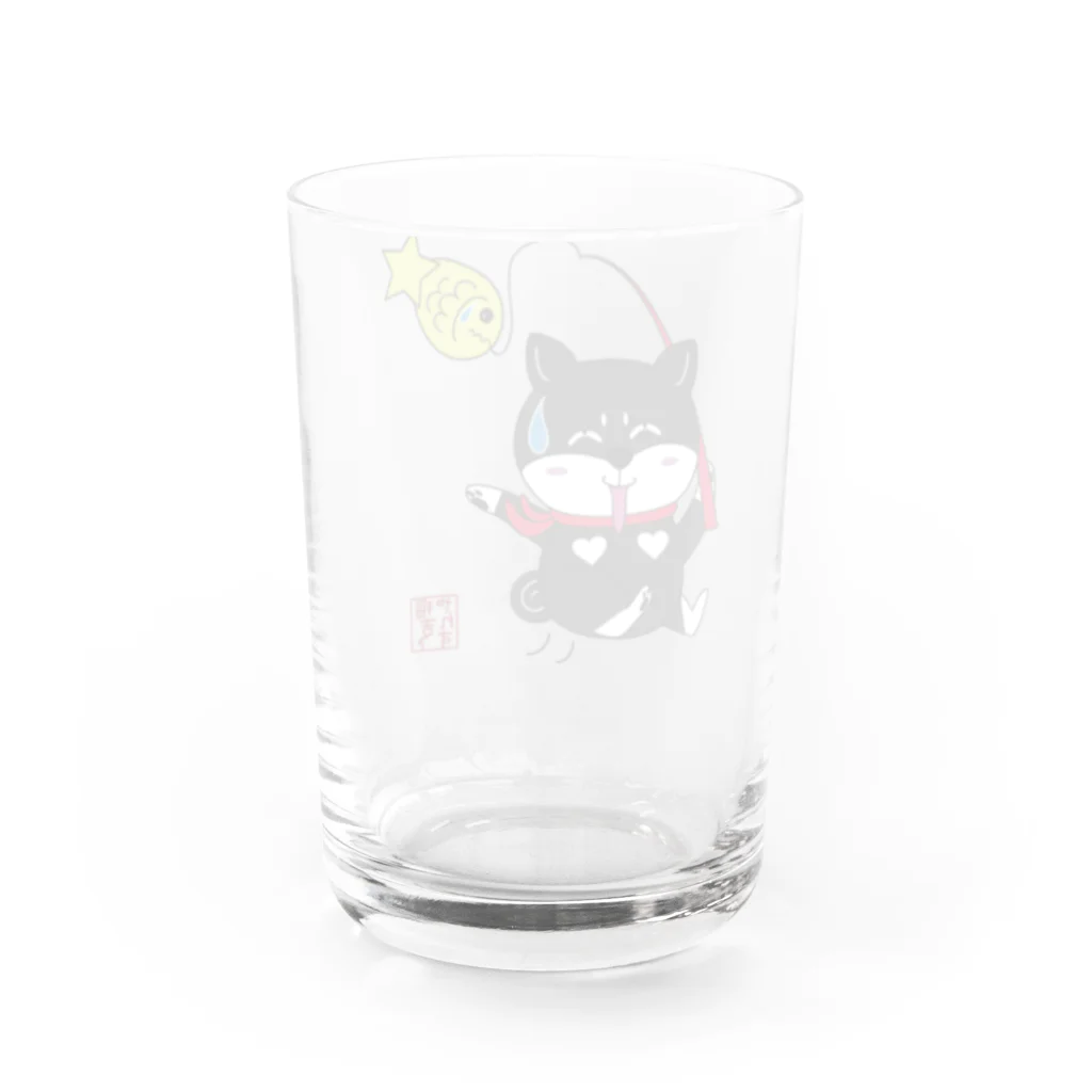 黒柴の梅吉でやんすの改・釣れてもぅたでやんす！ Water Glass :back