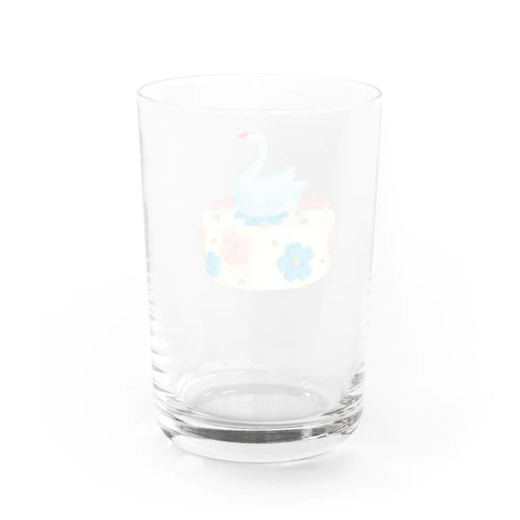 yosyos_SHOPのすてきな白鳥とケーキ Water Glass :back