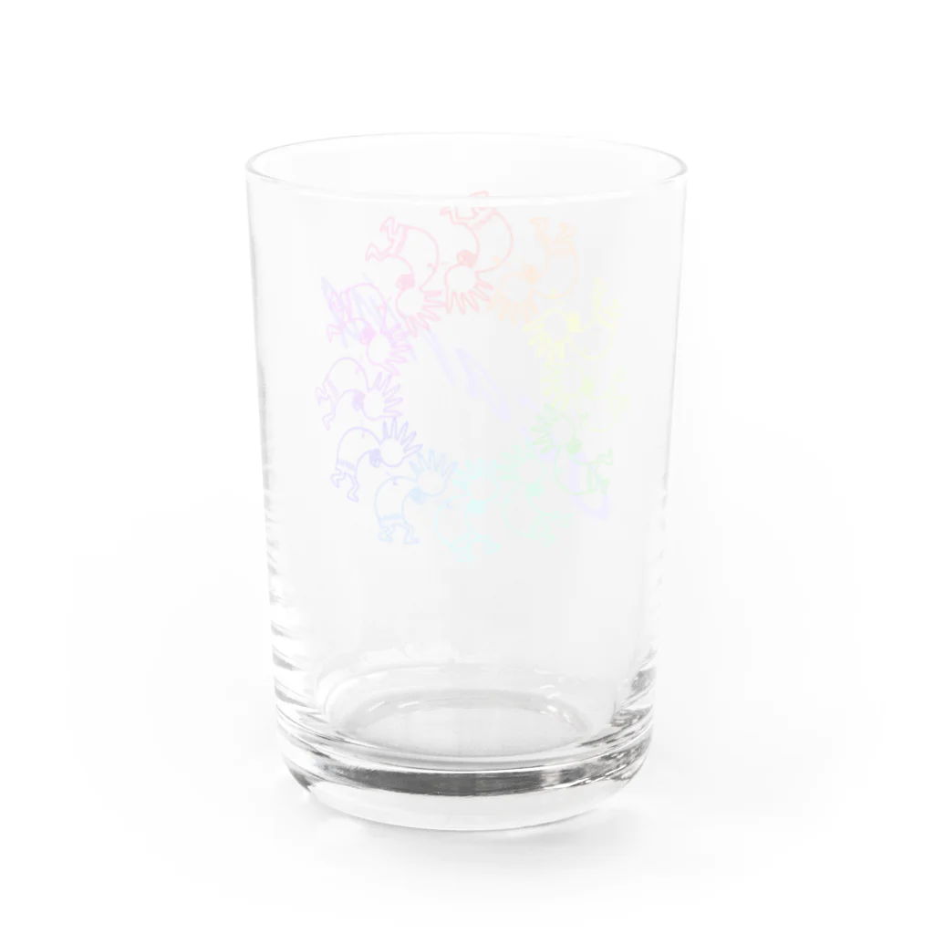 兎猫庵のオカリナを吹くココペリ　サークルＰ Water Glass :back