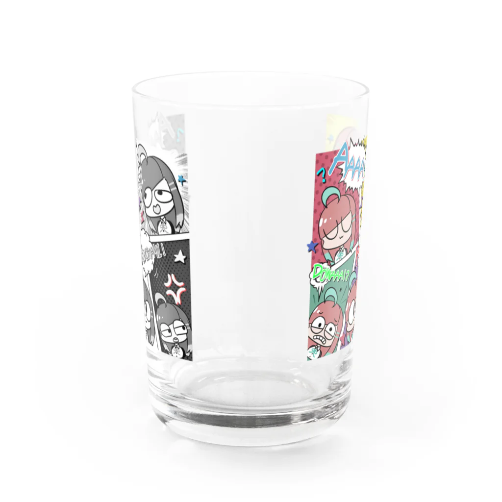 猫飯ちゃみのアメコミ風（ノーマルとモノクロカラー） Water Glass :back