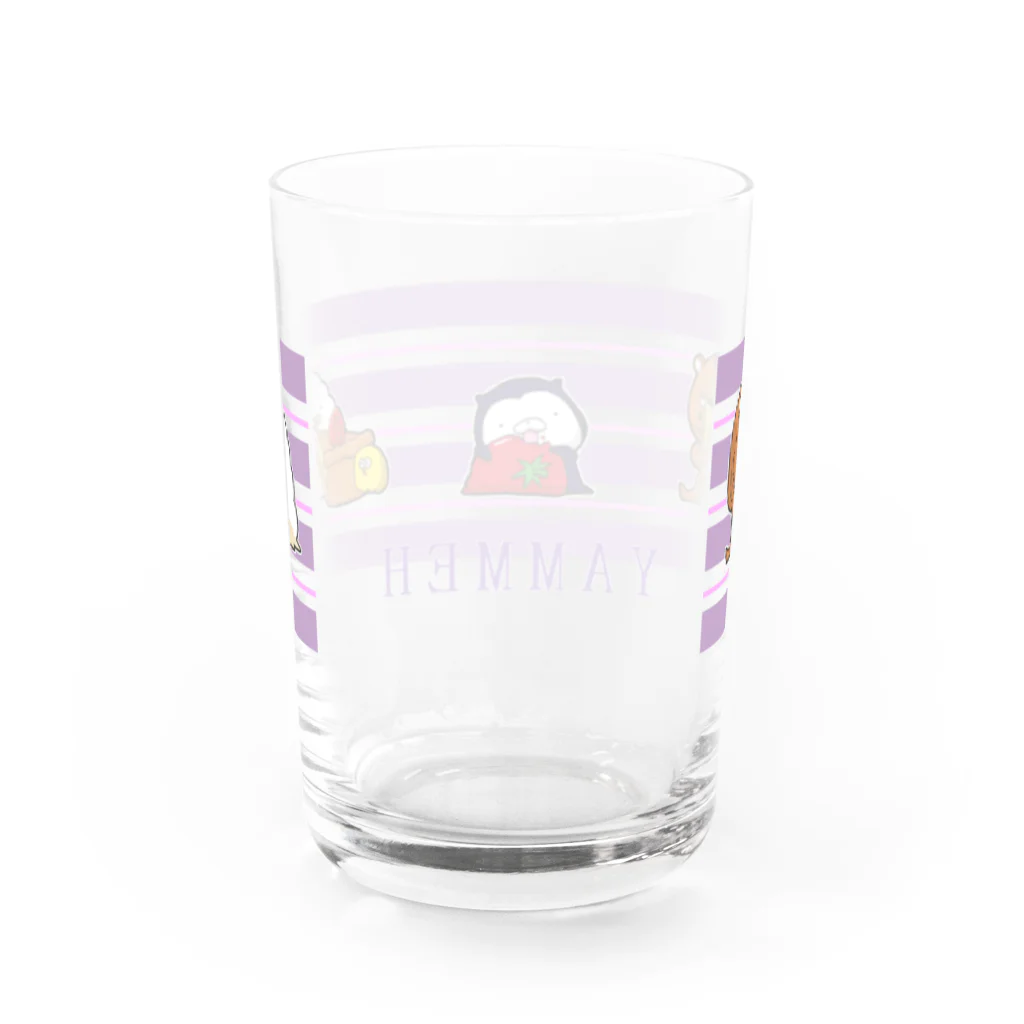 SUZURI×ヤマーフのもぐもぐYAMMEH Water Glass :back