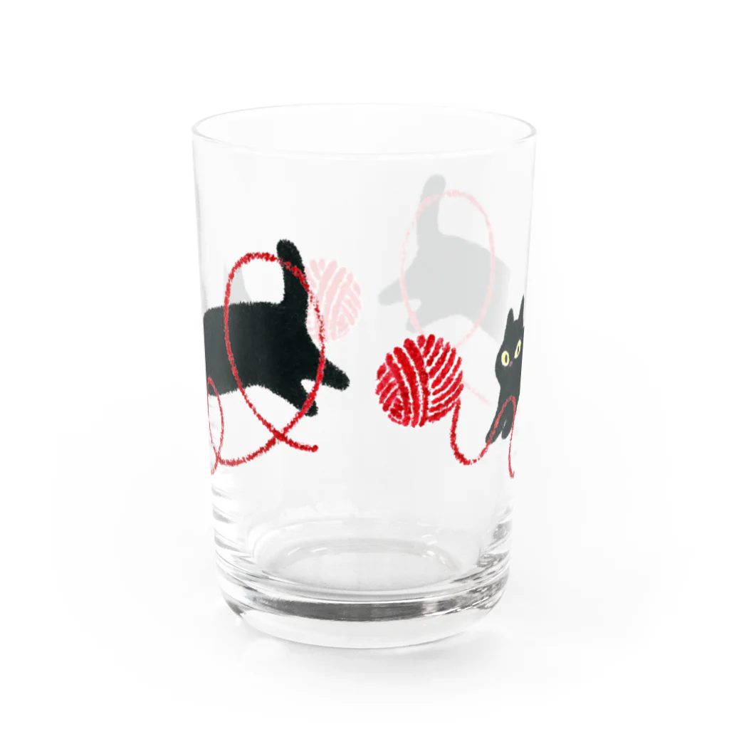 yuugatagataの黒ねこと毛糸玉 Water Glass :back