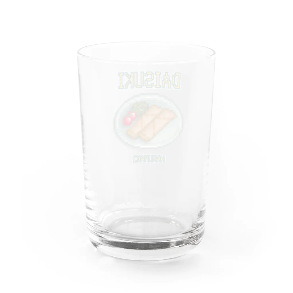 猫と釣り人のハルマキ(ドット絵) Water Glass :back