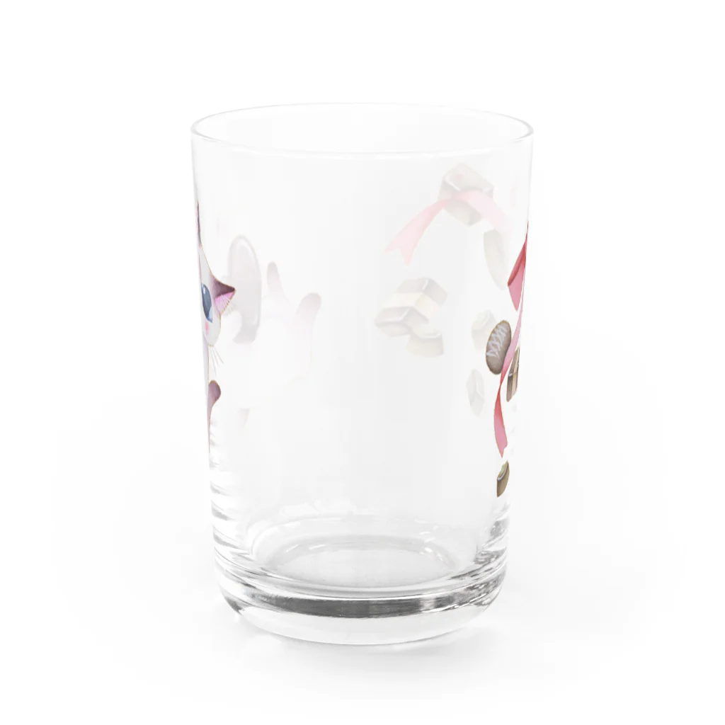 しまだ ねこのお菓子な猫（チョコレート） Water Glass :back