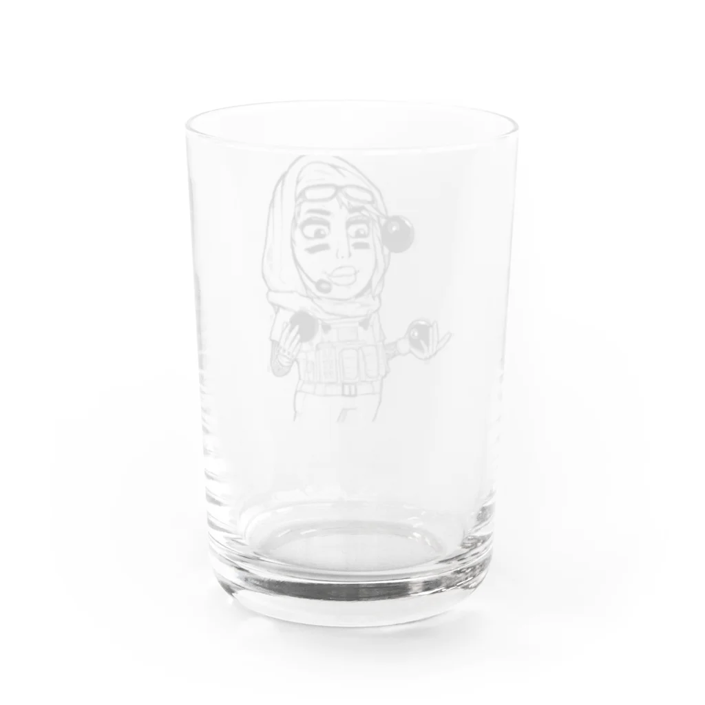 イラストキャンプの監視カメラ女子 Water Glass :back