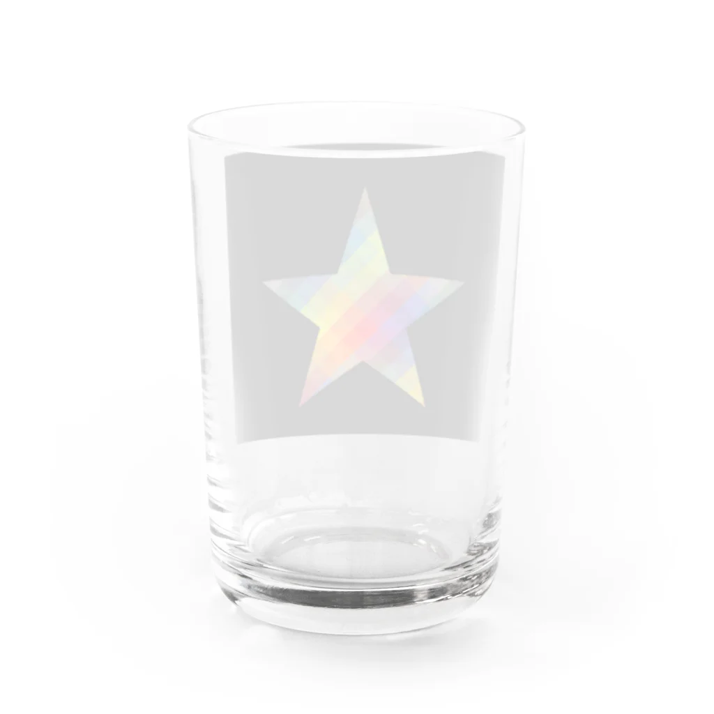 綺麗何学模様の虹×スター×虹（ブラック） Water Glass :back