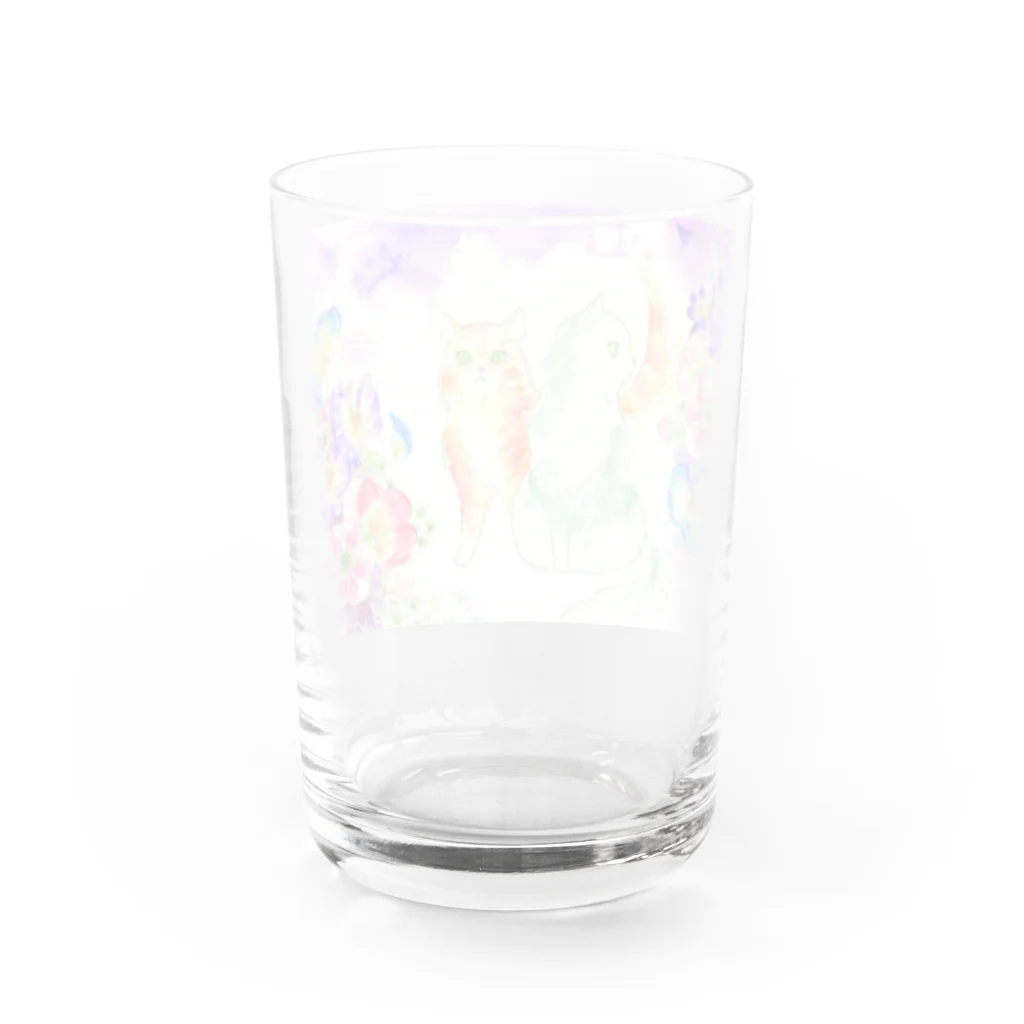 un d'amocitineのねことお花の絵 Water Glass :back