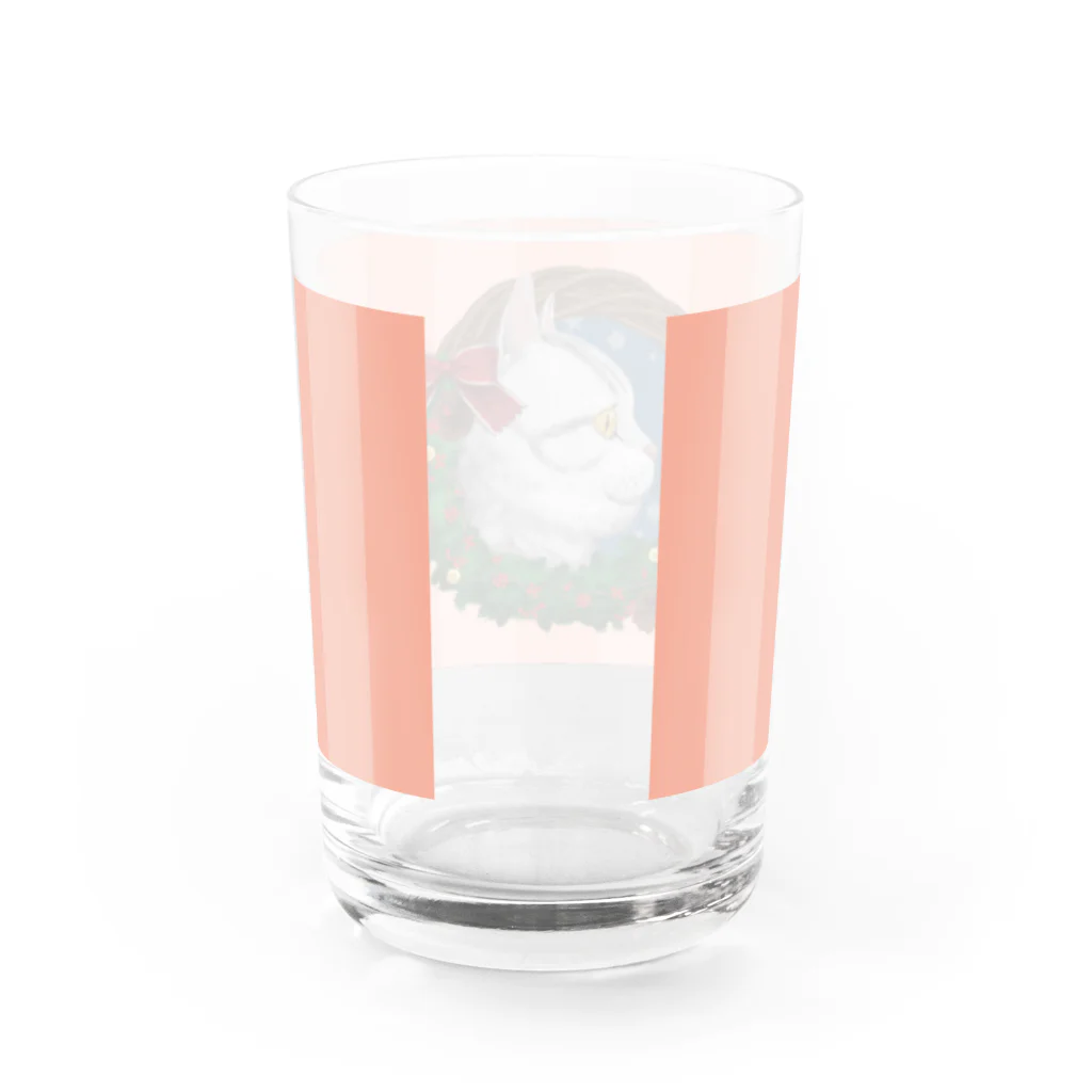 野田　尚花のクリスマスリースと猫　ピンク グラス反対面