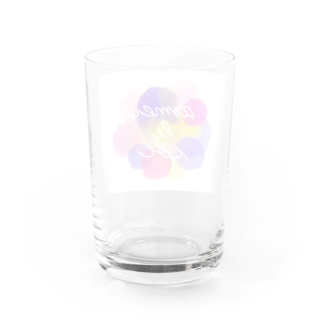 おにりかの水彩 カラフル 愛 幸せ花 Water Glass :back