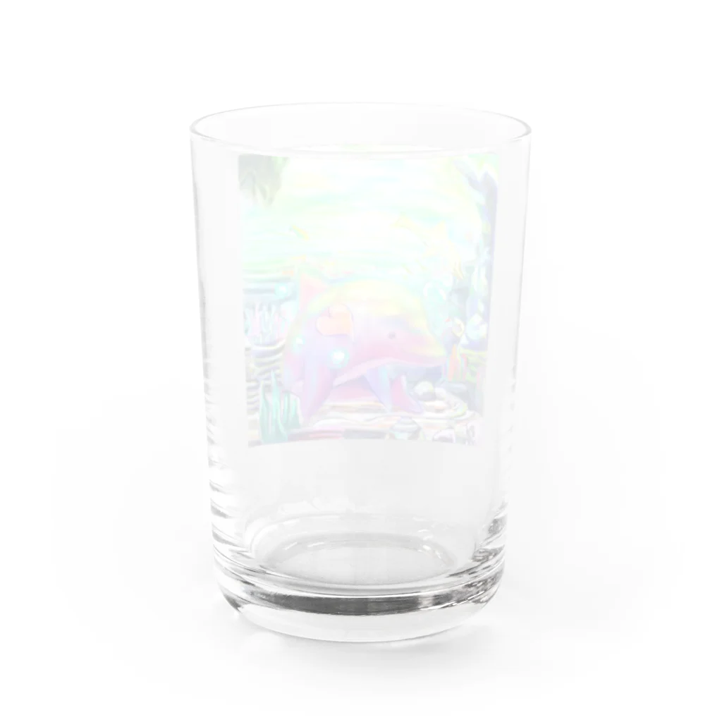 白猫屋の喜び-しあわせイルカグラス Water Glass :back