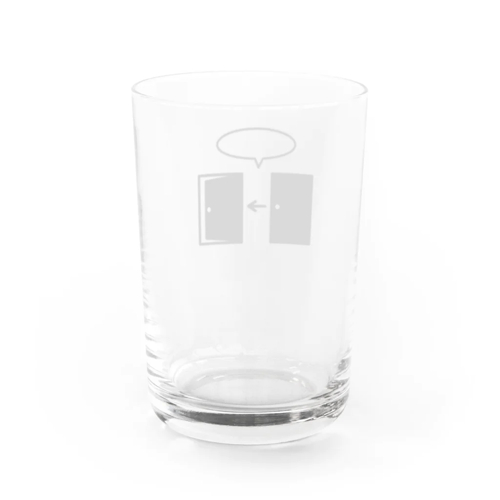 謎はないけど謎解き好きのお店のオープンザドア（黒イラスト大） Water Glass :back