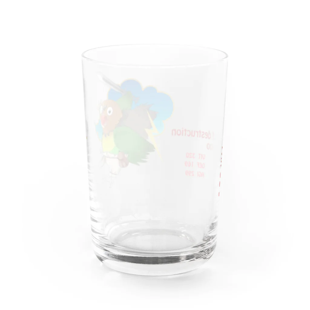 インコグッズのお店　ラブバード亭のルリコシボタン（破壊神スサノオ　RPG風ステータスバージョン） Water Glass :back