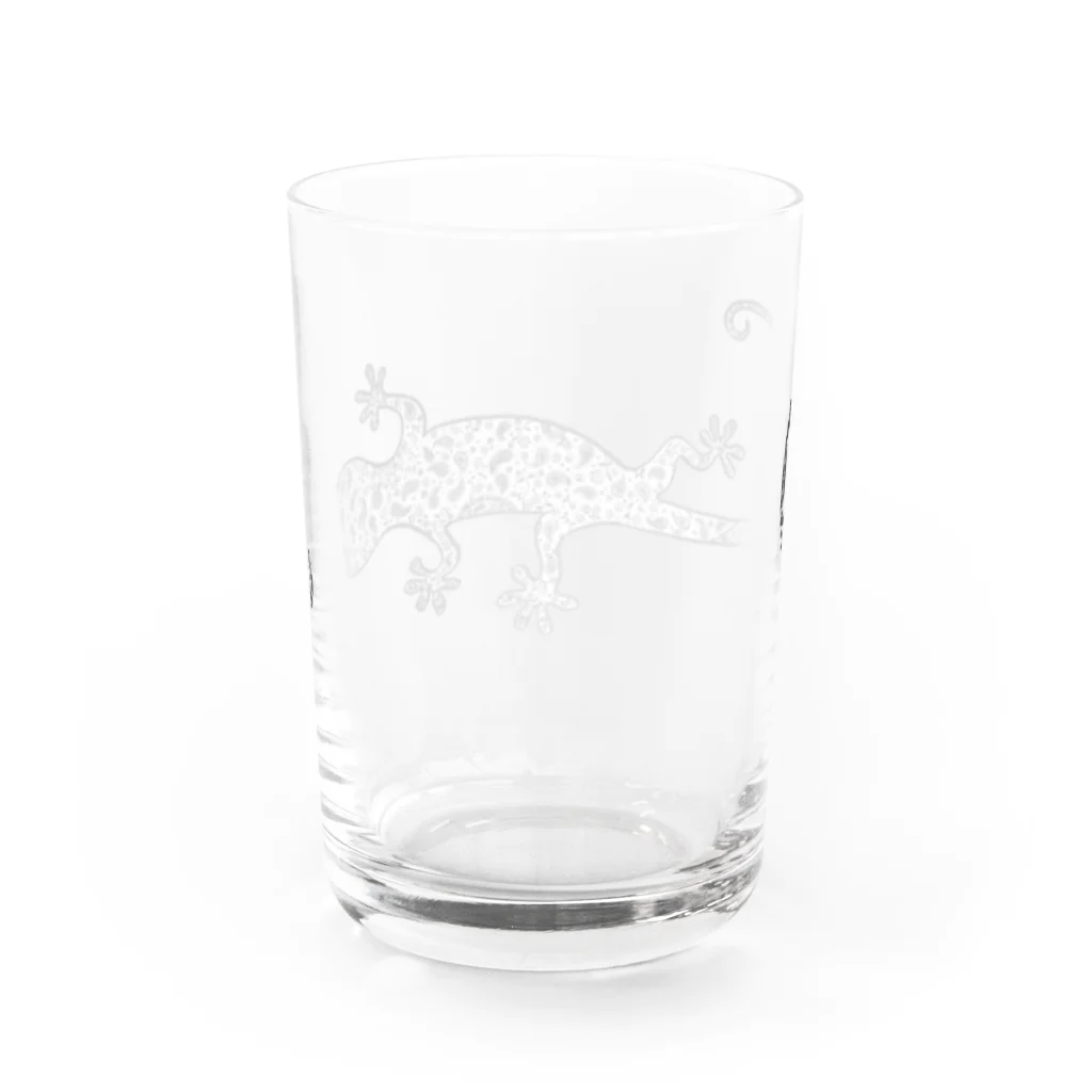 からがらのペイズリー柄とかげくん Water Glass :back