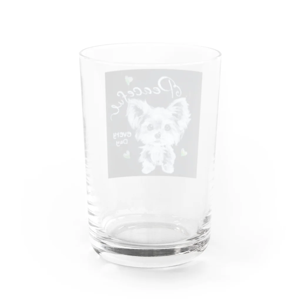 ぱすてるPOPの黒板わんにゃんのヨークシャテリア Water Glass :back