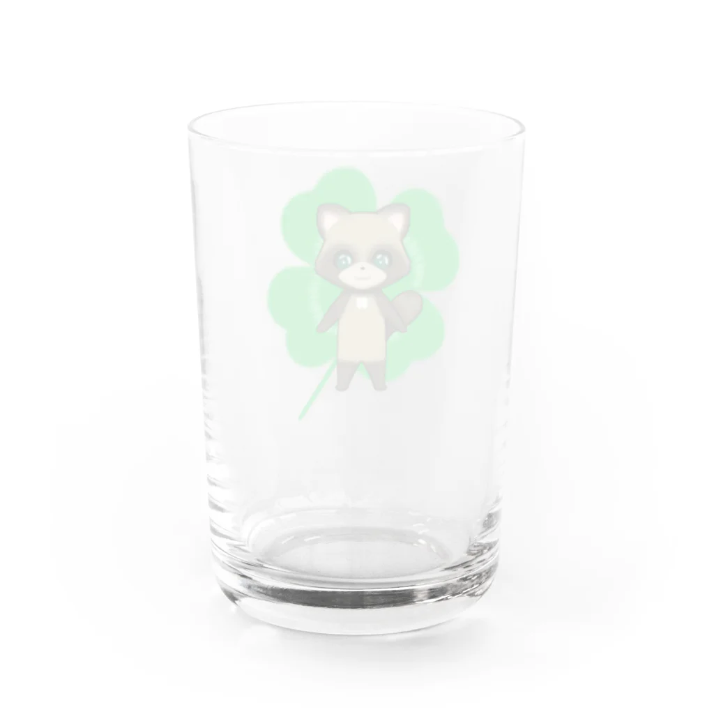 猫の隠れ家の四つ葉印の化け狸ちゃん Water Glass :back