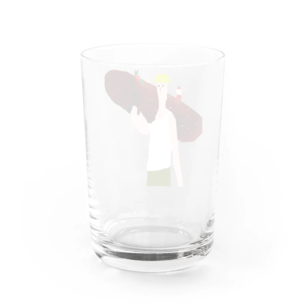 Danke Shoot Coffeeのブッシュドノエルを持ち帰る土木作業員 Water Glass :back