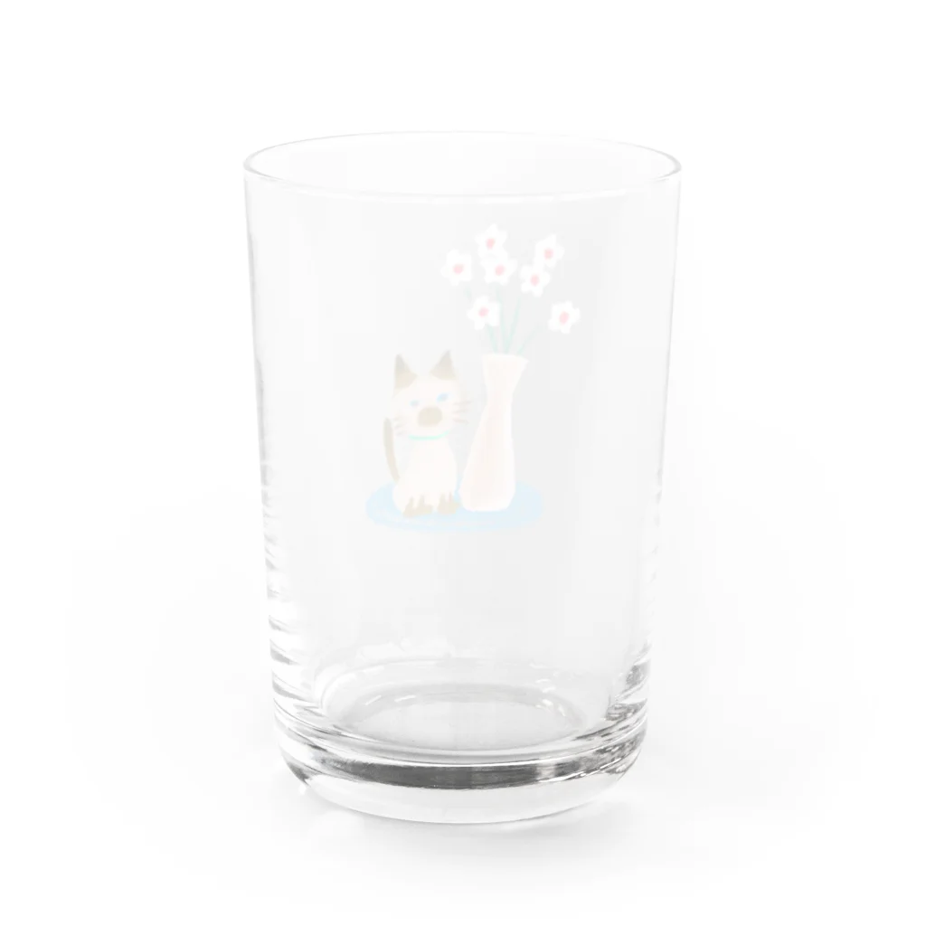 or orの花と犬と猫と（シャムネコ） Water Glass :back
