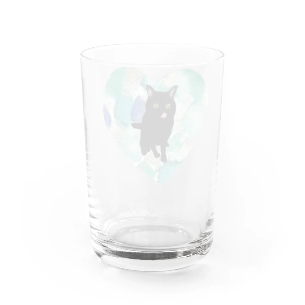 信州猫屋敷の舌ペロ黒猫 グラス反対面