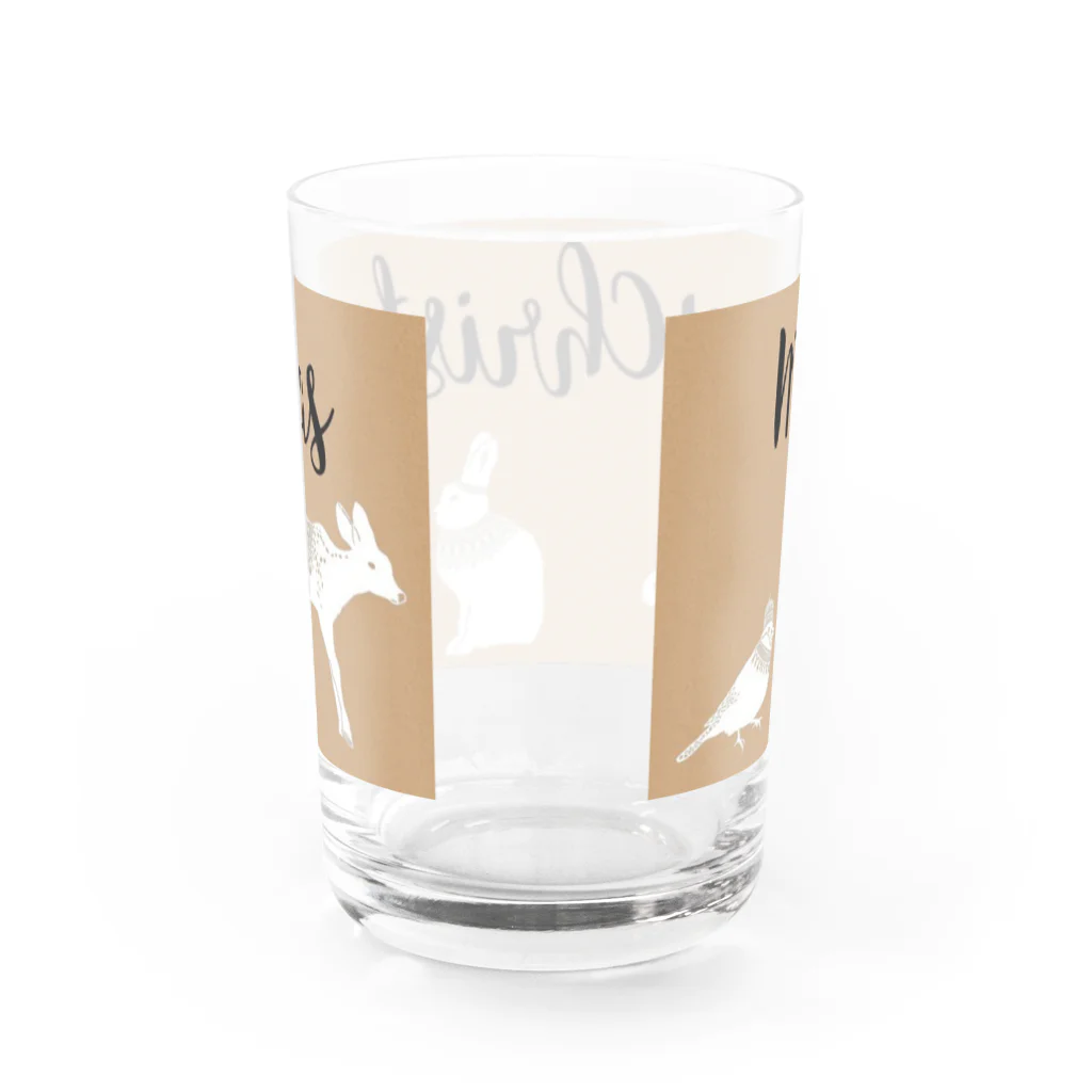 qunqunのMeryChristmas(ブラウン) Water Glass :back